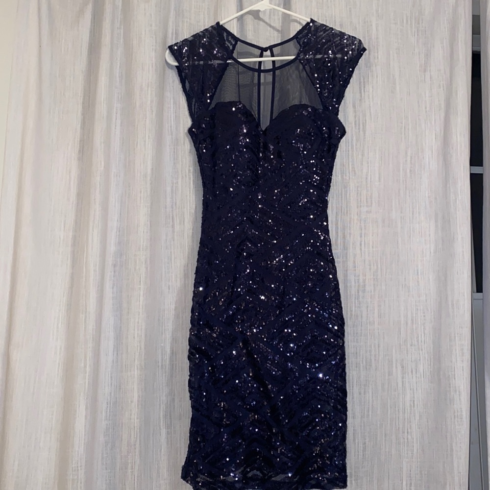 navy sequin dress